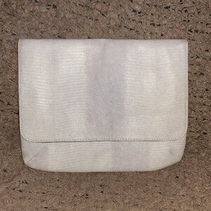 KG KURT GEIGER-Mauve/Gray Embossed Snake Skin Travel Pouch/Clutch-Excellent
